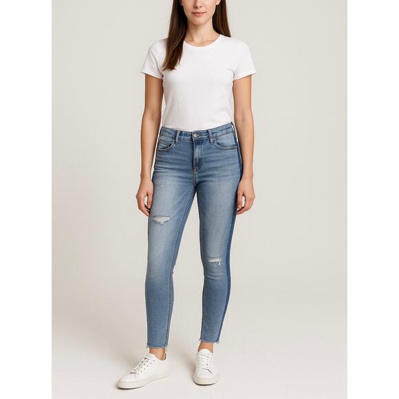 Spanx Two-Tone Distressed Skinny Jeans Medium M - Picture 1 of 9